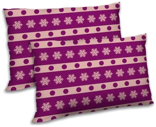 RADANYA Polyester Polka Dot Pillow Covers ( Pack of 2 , Purple )