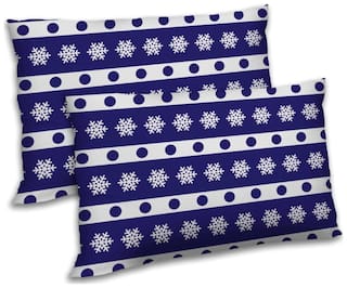 RADANYA Polyester Polka Dot Pillow Covers ( Pack of 2 , Blue )