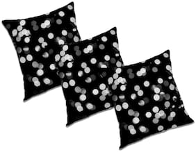 RADANYA Polka dot Polyester Black Cushion Cover ( Large , Pack of 3 )