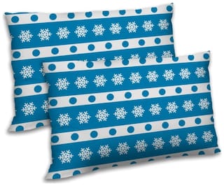 RADANYA Polyester Polka Dot Pillow Covers ( Pack of 2 , Blue )