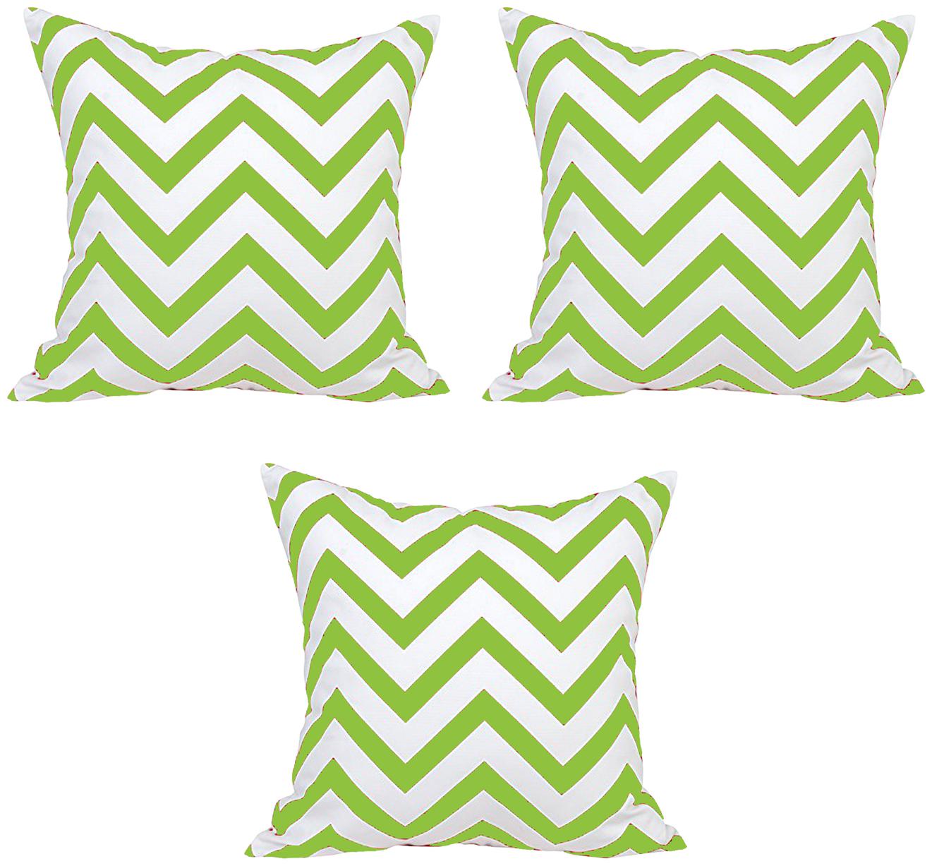 

RADANYA Geometric Polyester Green Cushion Cover ( Regular Pack of 3 )