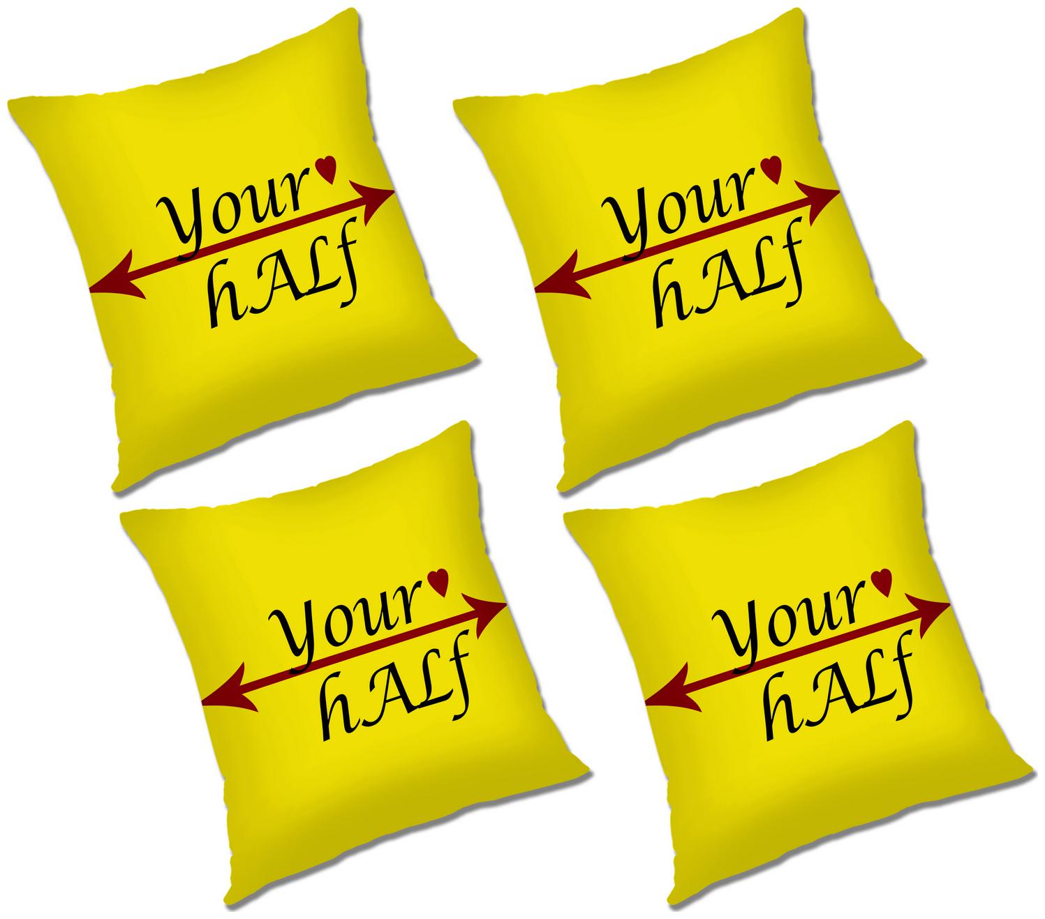 

RADANYA Printed Polyester Yellow Cushion Cover ( Extra large Pack of 4 )