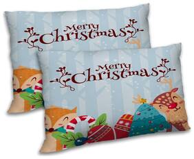 RADANYA Polyester Printed Pillow Covers ( Pack of 2 , Blue )