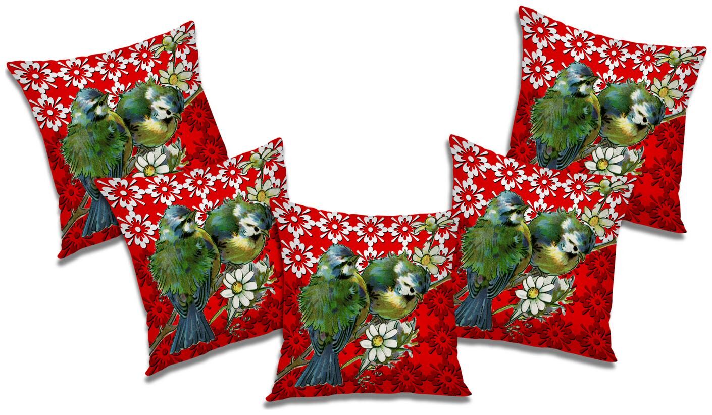 

RADANYA Printed Polyester Red Cushion Cover ( Regular Pack of 5 )