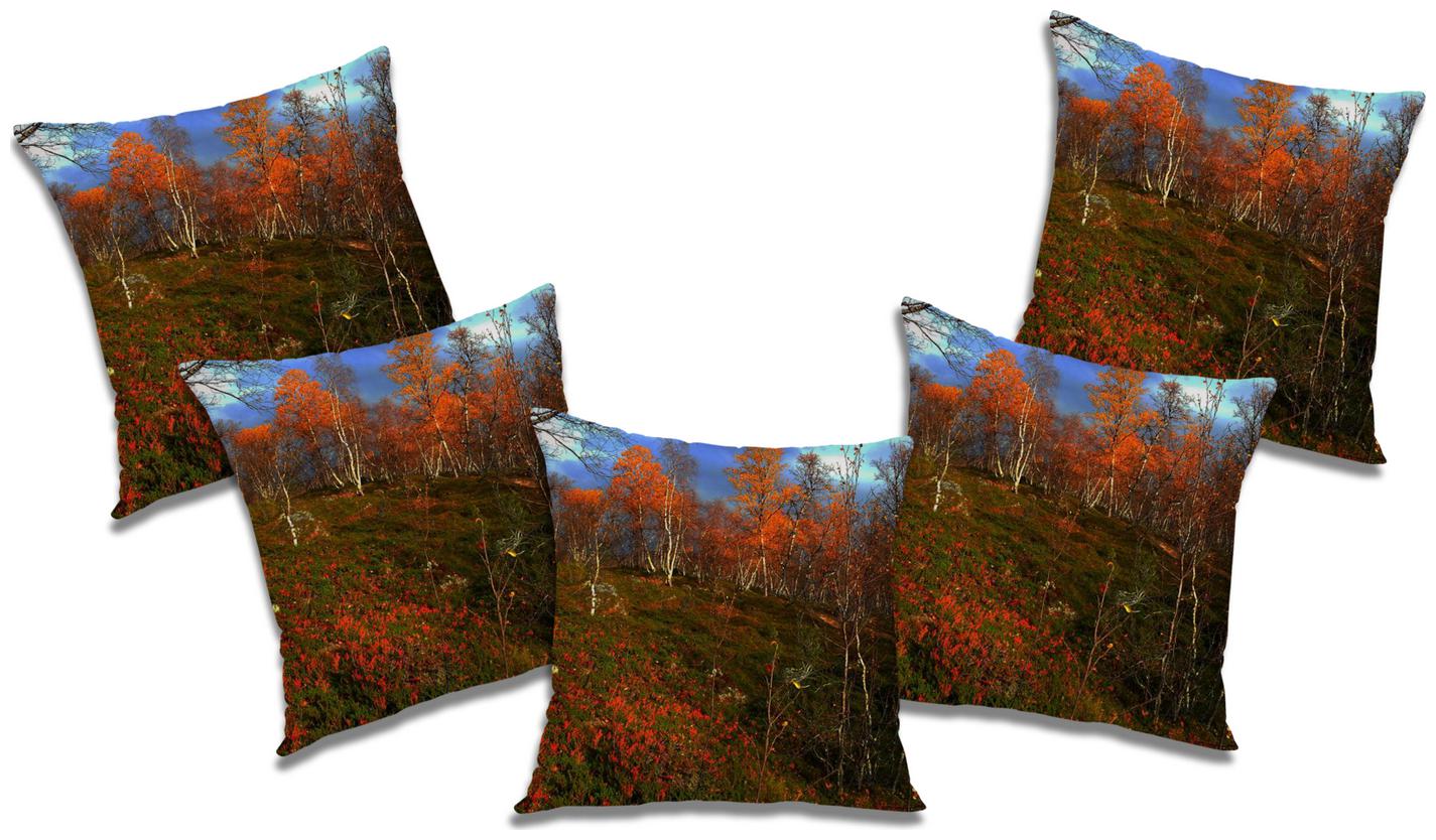 

RADANYA Printed Cushion Cover with Filler (Set of 5) 18x18 inch