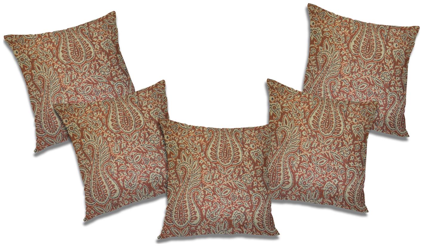

RADANYA Printed Polyester Beige Cushion Cover ( Large Pack of 5 )