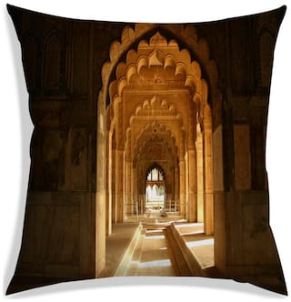 RADANYA Printed Polyester Brown Cushion Cover ( Regular , Pack of 1 )