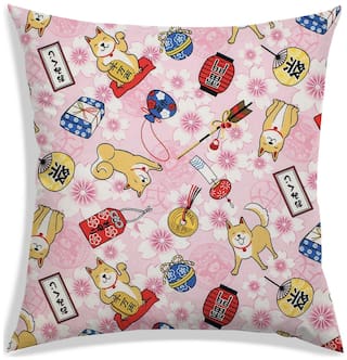 RADANYA Printed Polyester Pink Cushion Cover ( Large , Pack of 1 )