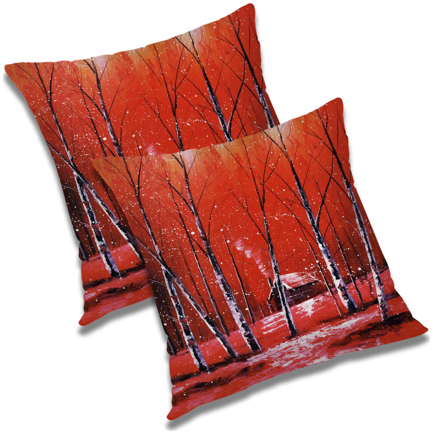 

RADANYA Printed Polyester Red Cushion Cover ( Regular Pack of 2 )