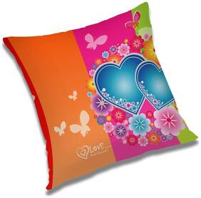 RADANYA Printed Polyester Orange Cushion Cover ( Large , Pack of 1 )