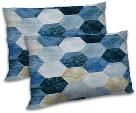 RADANYA Polyester Printed Pillow Covers ( Pack of 2 , Blue )