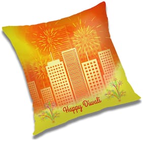 RADANYA Printed Polyester Orange Cushion Cover ( Regular , Pack of 1 )