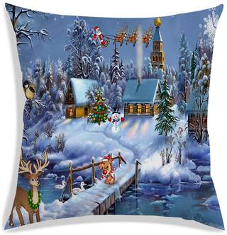RADANYA Printed Polyester Blue Cushion Cover ( Regular , Pack of 1 )
