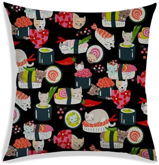 RADANYA Printed Polyester Black Cushion Cover ( Small , Pack of 1 )
