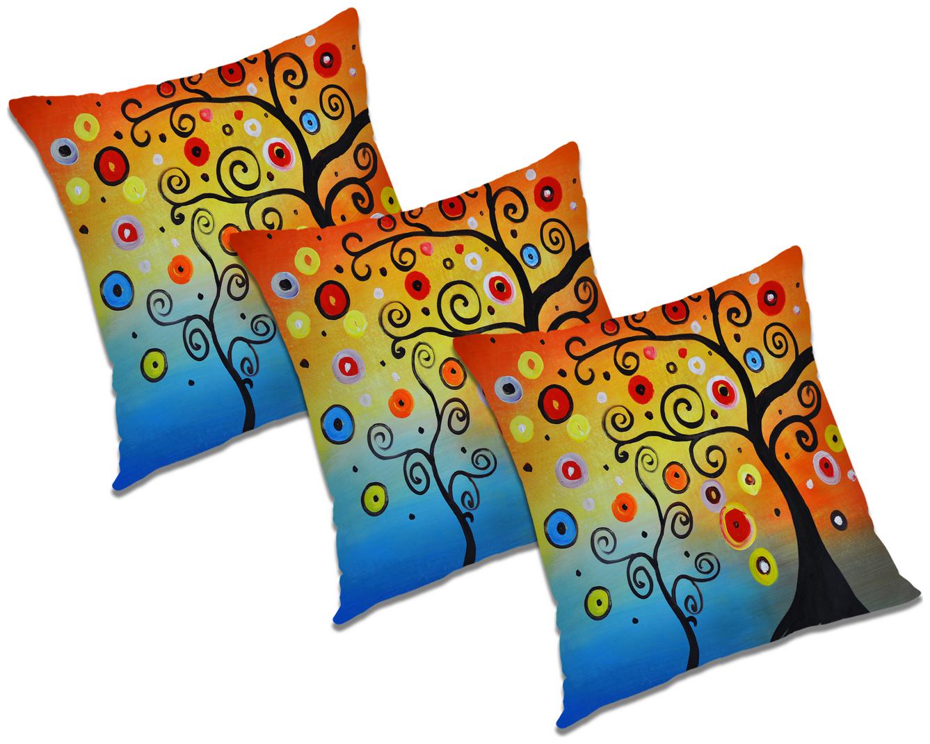 

RADANYA Printed Cushion Cover With FIller (Set of 3) 18x18 inch