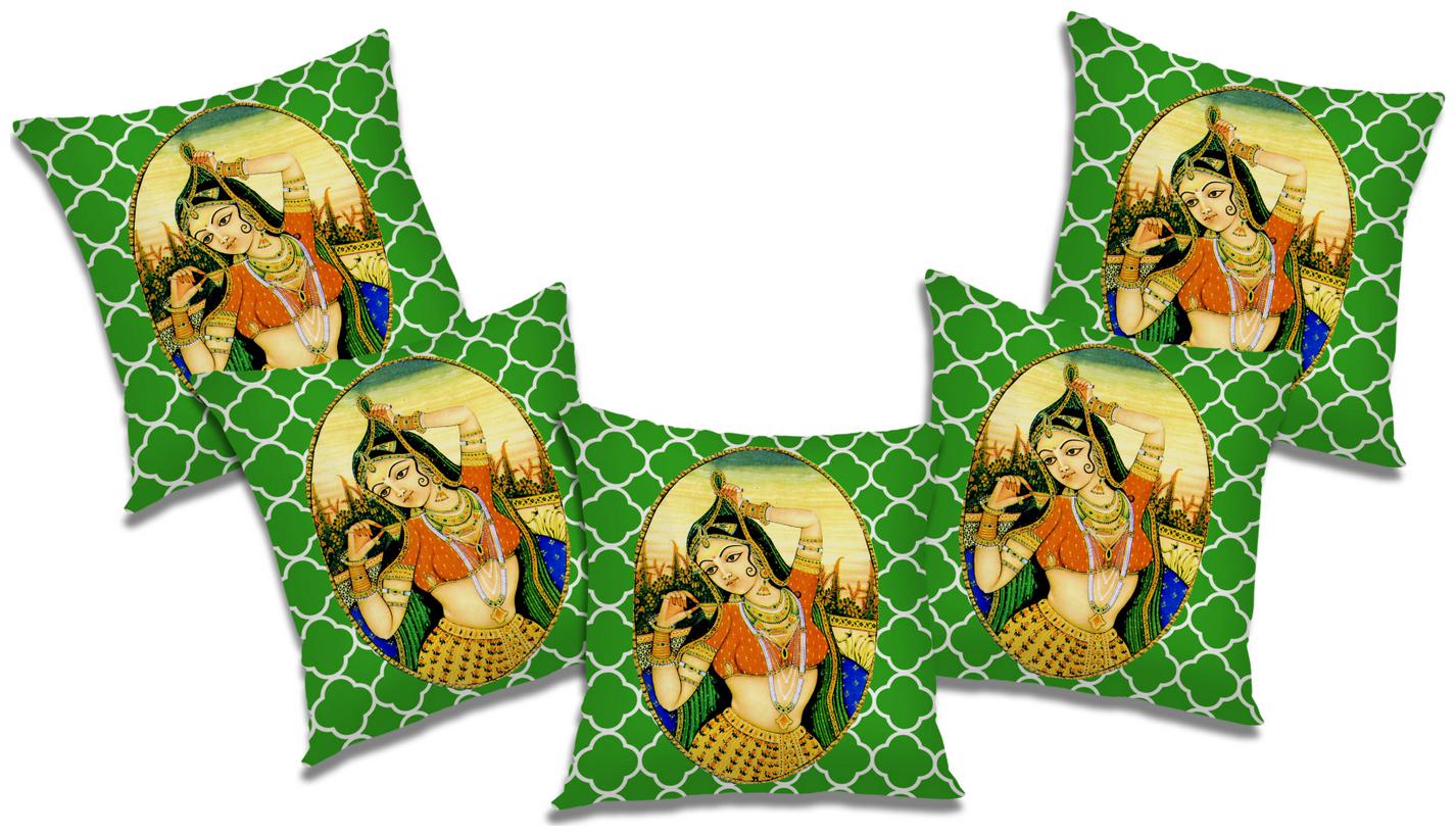 

RADANYA Printed Cushion Cover with Filler (Set of 5) 12X12 inch