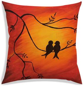 RADANYA Printed Polyester Orange Cushion Cover ( Large , Pack of 1 )