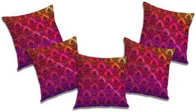 RADANYA Printed Polyester Orange Cushion Cover ( Large , Pack of 5 )