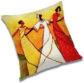 RADANYA Printed Polyester Orange Cushion Cover ( Large , Pack of 1 )
