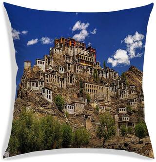 RADANYA Printed Polyester Brown Cushion Cover ( Small , Pack of 1 )