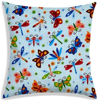 RADANYA Printed Polyester Blue Cushion Cover ( Small , Pack of 1 )