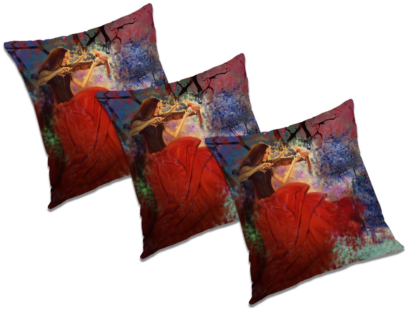

RADANYA Printed Cushion Cover With FIller (Set of 3) 18x18 inch