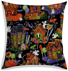 RADANYA Printed Polyester Black Cushion Cover ( Extra large , Pack of 1 )