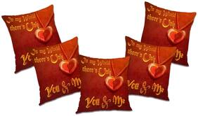 RADANYA Printed Polyester Orange Cushion Cover ( Small , Pack of 5 )