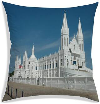 RADANYA Printed Polyester White Cushion Cover ( Large , Pack of 1 )