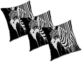 RADANYA Printed Polyester Black Cushion Cover ( Regular , Pack of 3 )