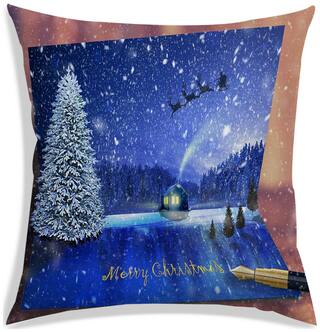 RADANYA Printed Polyester Blue Cushion Cover ( Extra large , Pack of 1 )