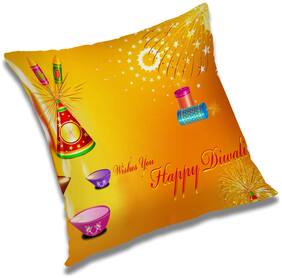 RADANYA Printed Polyester Orange Cushion Cover ( Extra large , Pack of 1 )