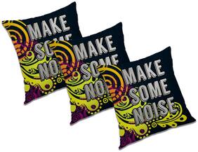 RADANYA Printed Polyester Black Cushion Cover ( Extra large , Pack of 3 )