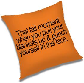 RADANYA Printed Polyester Orange Cushion Cover ( Small , Pack of 1 )