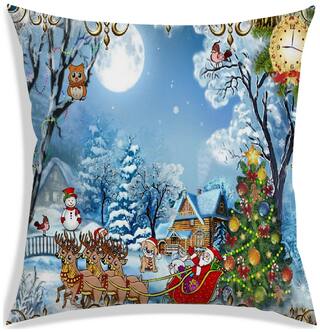 RADANYA Printed Polyester Blue Cushion Cover ( Large , Pack of 1 )