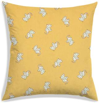 RADANYA Printed Polyester Yellow Cushion Cover ( Regular , Pack of 1 )