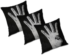 RADANYA Printed Polyester Black Cushion Cover ( Large , Pack of 3 )