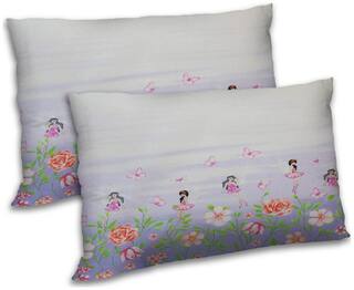 RADANYA Polyester Printed Pillow Covers ( Pack of 2 , Beige )