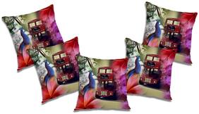 RADANYA Printed Polyester Orange Cushion Cover ( Large , Pack of 5 )