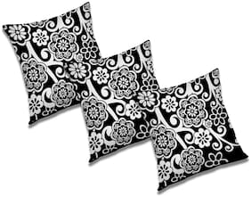 RADANYA Printed Polyester Black Cushion Cover ( Regular , Pack of 3 )