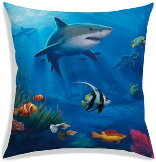 RADANYA Printed Polyester Blue Cushion Cover ( Large , Pack of 1 )