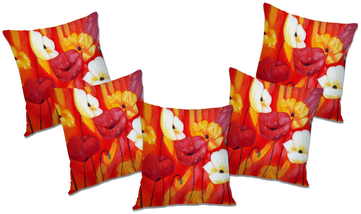 

RADANYA Printed Cushion Cover With FIller (Set of 5) 18x18 inch