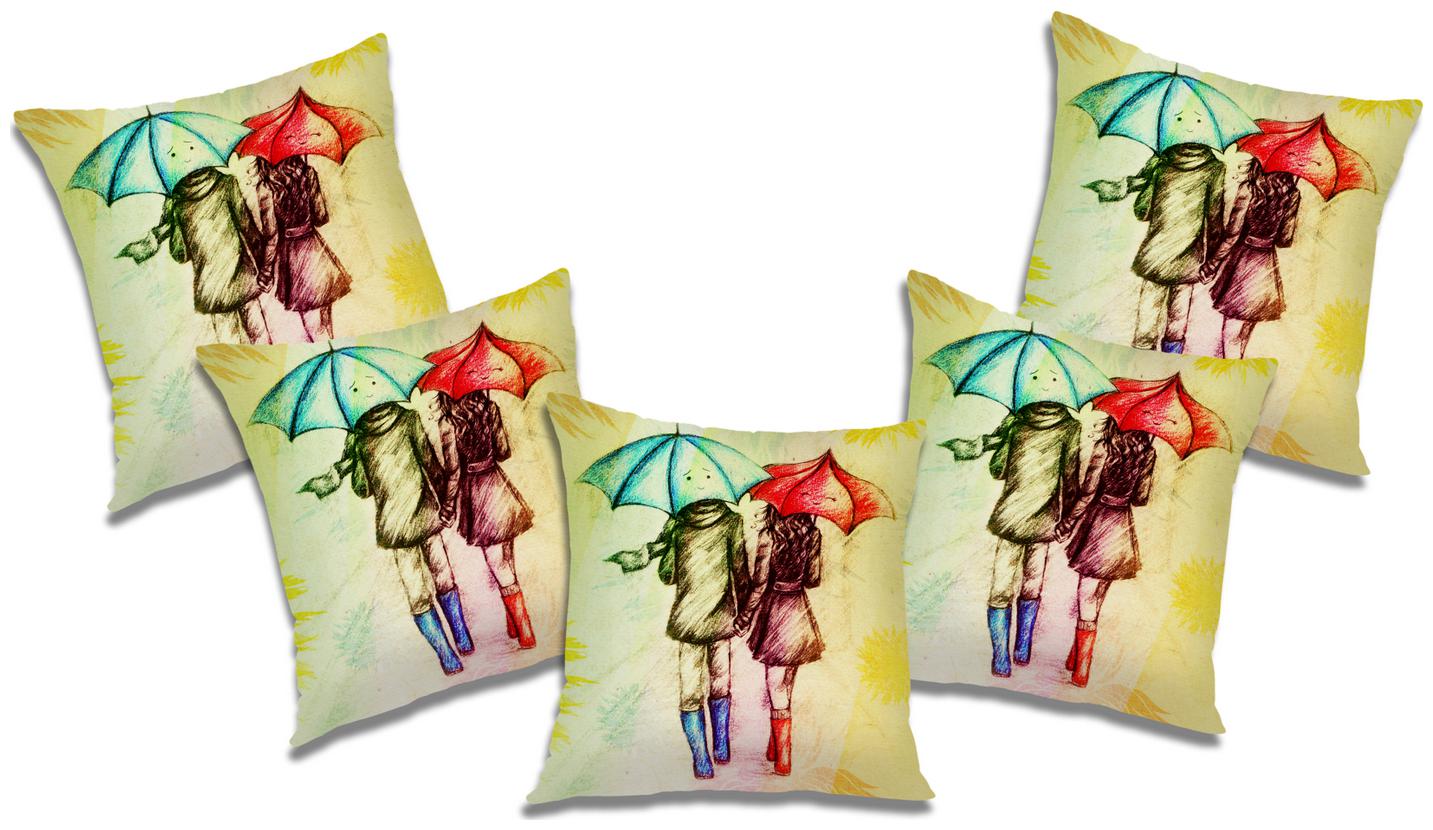 

RADANYA Printed Cushion Cover with Filler (Se t of 5) 24x24 inch