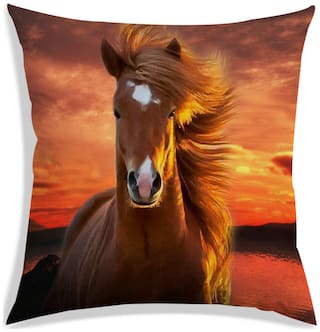 RADANYA Printed Polyester Brown Cushion Cover ( Small , Pack of 1 )