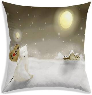 RADANYA Printed Polyester White Cushion Cover ( Regular , Pack of 1 )