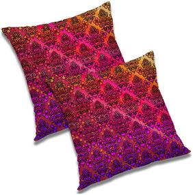 RADANYA Printed Polyester Orange Cushion Cover ( Small , Pack of 2 )