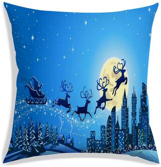 RADANYA Printed Polyester Blue Cushion Cover ( Large , Pack of 1 )