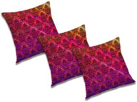 RADANYA Printed Polyester Orange Cushion Cover ( Regular , Pack of 3 )