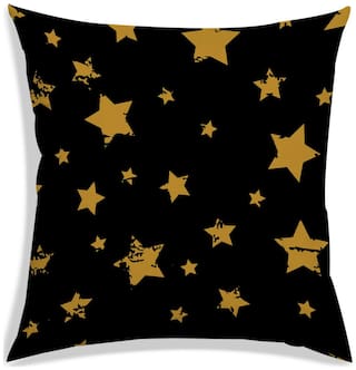RADANYA Printed Polyester Black Cushion Cover ( Small , Pack of 1 )