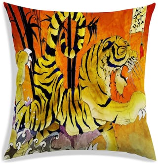 RADANYA Printed Polyester Yellow Cushion Cover ( Extra large , Pack of 1 )